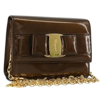 Ferragamo Pre-owned Cross Body Bags, female, Brown, Size: ONE SIZE Pre-owned Patent Leather Shoulder Bag