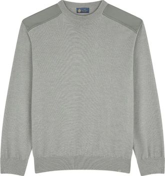 Paul & Shark Trui met ronde hals en schouderpatch - Groen