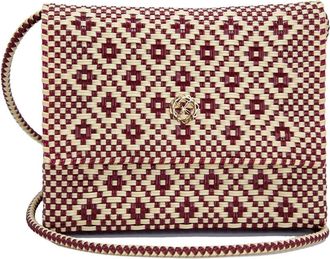 Lola's Bag Womens Handmade Aztec Long Braided Strap Crossbody Bag In Burgundy/beige