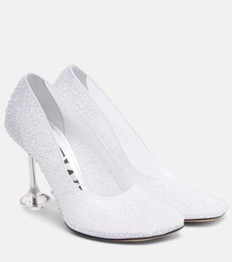 Loewe Pumps Toy 90 in mesh con cristalli