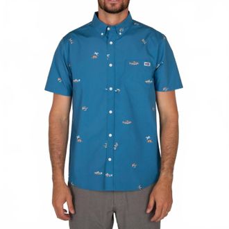 Salty Crew Markets Short Sleeve Woven Shirt In Cobalt