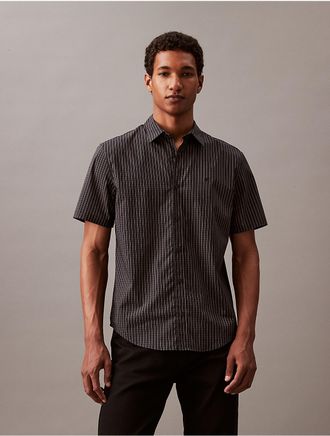 Calvin Klein Mens Stretch Check Classic Button-Down Shirt - Black - XS