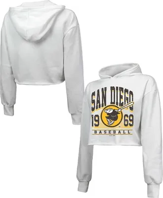 Majestic Threads Womens Majestic Threads White San Diego Padres Cropped Have A Field Day Tri-Blend Hoodie at Nordstrom, Size Xx-Large