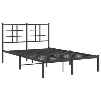 Berkfield Home Metal Bed Frame without Mattress with Headboard Black 120x190cm | Size: 120x190 cm