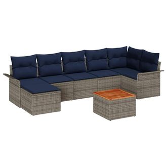 vidaXL Conjunto De Sof&aacute;s De Jard&iacute;n 8 Pcs Gris Rat&aacute;n Sint&eacute;tico Vidaxl