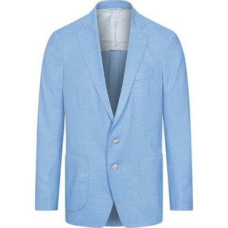Emanuel Berg Light Blue Slub Wool & Silk Blend Sport Coat in Medium Blue at Nordstrom, Size 38 Us