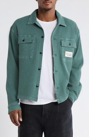Brain Dead Waffle Button-Up Shirt in Silver Pine at Nordstrom, Size Xx-Large