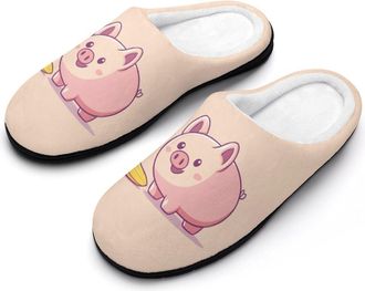 Generic Cute Pigs Bananas Mens Slippers Memory Foam Winter Warm Sandals Slip On House Shoes Size 7-14