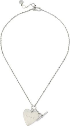 AllSaints Heart Charm Chain Link Necklace in Warm Silver at Nordstrom