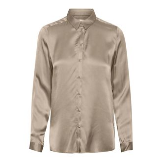 Inwear Shirts, female, Brown, XL, Elegant Silk Shirt Desert Taupe