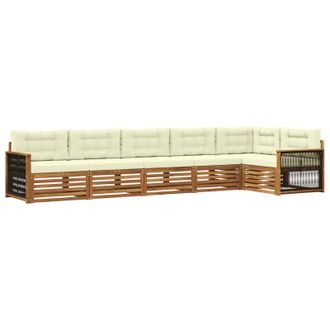 vidaXL Conjunto De Sof&aacute;s De Exterior Con Coj&iacute;n 6 Pcs Natural Y Crema Vidaxl