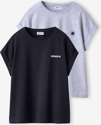 Jonen 2er-Pack M&auml;dchen T-Shirts mit kleinem Print JONEN anthrazit