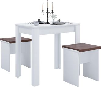 ebuy24 Vcm Mesa De Comedor De Madera Banco Mesa De Cocina Mesa De Comedor Grupo De Mesa Mesa Bancos Esal L (blanco)