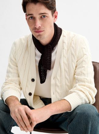 Le 31 Mens Cable-knit Cardigan Sweater