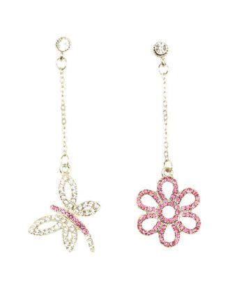 Eyecandy LA Eye Candy La Pink Shimmering Chain Drop Earring