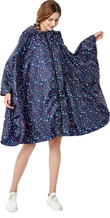 Nuur Womens Rain Poncho Jacket Waterproof Lightweight Reusable Hiking Rain Coat Jacket with Hood for Bicycle Moto