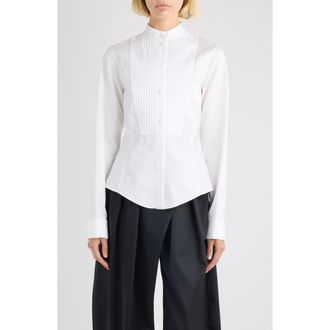 Alaia Tux Cotton Poplin Button-Up Shirt in Blanc at Nordstrom, Size 8 Us