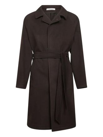 Tagliatore lapel belted coat - Brown