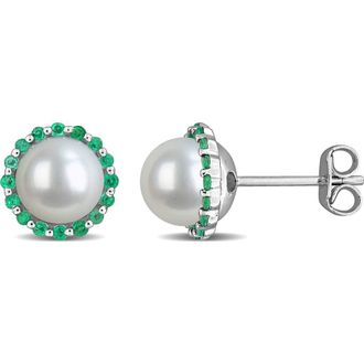 Delmar 7-7.5mm Cultured Freshwater Pearl Stud Earrings in Green at Nordstrom Rack