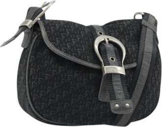 Dior Pre-owned Trotter Canvas Shoulder Bag - Dames - Vintage Schoudertas - Zwart - ONE Size - Leer - Vintage