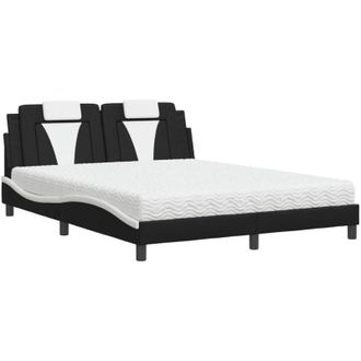 vidaXL Vidaxl - Cama Con Colch&oacute;n Cuero Sint&eacute;tico Negro Y Blanco 160x200 Cm
