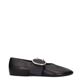 Jil Sander Black Leather Ballet Womens Flats