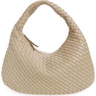 Bottega Veneta Borsa Intrecciato Leather Shoulder Bag in 9614 Ecru-Muse Brass at Nordstrom