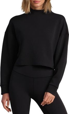 Rhone DreamGlow Mock Neck Crop Sweatshirt in Black at Nordstrom, Size X-Small