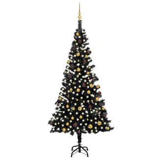 vidaXL &Aacute;rbol De Navidad Artificial Con Luces Led Y Bolas De 240 Cm Pvc Negro