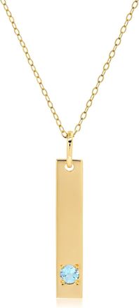 MAX + STONE 14k Yellow or White Gold Bar Pendant Necklace with 3mm Small Round Gemstone