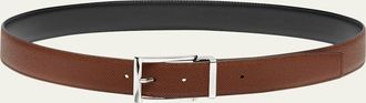 Ferragamo Mens Reversible Hammered Leather Belt