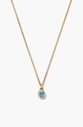 Mejuri Sia Birthstone Pendant Necklace in Swiss Blue Topaz by MEJURI at Nordstrom
