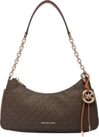 Michael Kors Nolita Medium Signature Logo Chain Pochette - Dames - Schoudertassen - Bruin - ONE Size - Katoen - Tassen