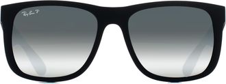 Ray-Ban Rectangle Unisex Rubber Black Silver Mirror Polarized RB4165 Justin - One Size