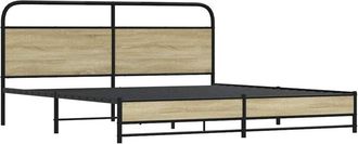 vidaXL Estructura De Cama Sin Colch&oacute;n Metal Roble Sonoma 180x200 Cm Vidaxl
