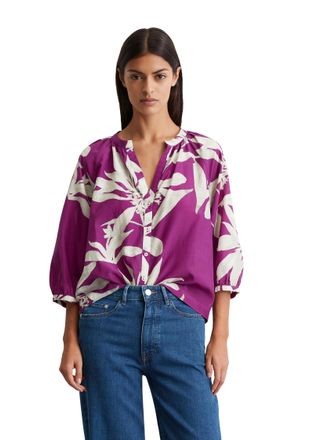 Marc O'Polo Druckbluse V-Ausschnitt und Raffung, Print