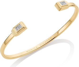 Monica Vinader Gold Baja Deco Thin Diamond Cuff Diamond