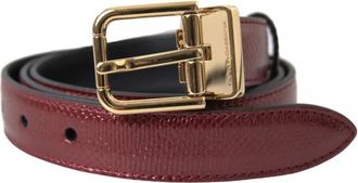 Dolce & Gabbana Maroon Leather Gold Metal Buckle Men Mens Belt (Pre-Owned)