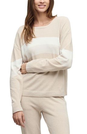 Barefoot Dreams CozyChic Ultra Lite Wavy Colorblock Pullover Sweater in Stone Multi at Nordstrom, Size X-Large
