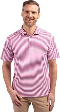 Cutter & Buck Virtue Eco Pique Stripe Recycled Mens Polo Shirt