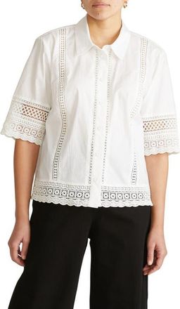 Universal Standard Dora Poplin Button-Up Top in White at Nordstrom, Size Xl