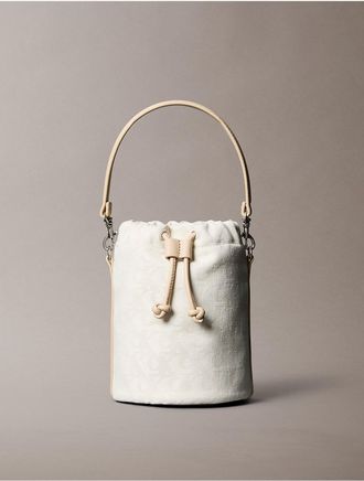 Calvin Klein Womens Allover Monogram Bucket Bag - White