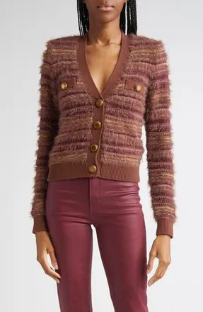 L'agence Ariadne Mix Stitch Cardigan in Natural/Mauve Multi at Nordstrom Rack, Size Large