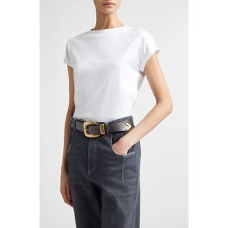 Eleventy Layered Crewneck Cotton T-Shirt in White/sky Blue at Nordstrom, Size Xx-Large