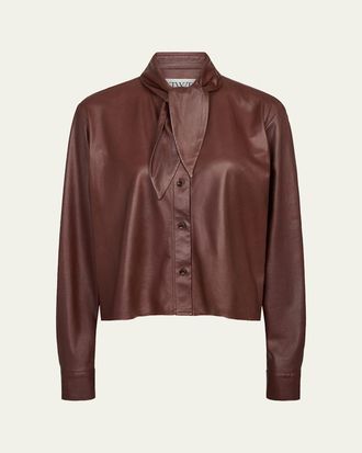 TWP Tie-Neck Leather Shirt