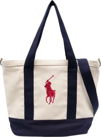 Polo Ralph Lauren Polo Player Tote - Dames - Tassen - Wit - Maat: ONE Size Katoen