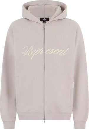 Represent Hooded Script Logo Zip Sweatshirt - Heren - Vesten met rits - Grijs - 2XL - Katoen - Hoodies & sweatvesten