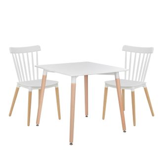 Sklum Sklum - Set Mesa De Comedor En Madera De Haya Y Mdf (80x80 Cm) Y 2 Sillas Royal