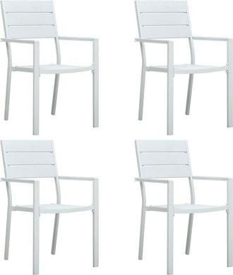 vidaXL Garden Chairs 4 pcs White hdpe Wood Look Vidaxl