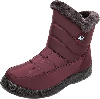 Generic Snow Boots Womens Lined Half Height Winter Boots Winter Warm Ankle Boots Non-Slip Flat Winter Shoes Outdoor Snow Boots Lightweight Winter Boots Warm M